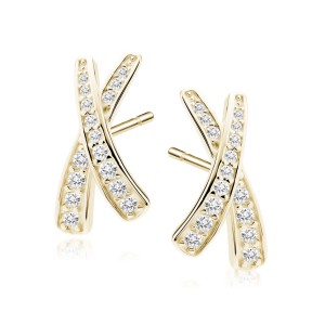 Cercei argint placati cu aur galben cu pietre  DiAmanti Z2123EG_W-DIA (Argint 925‰ 1,6 g.)